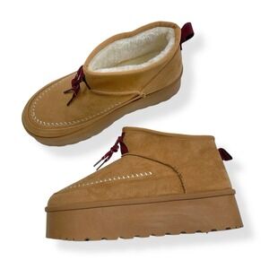 MUDD Boots Women Size 9 Tan Brown Ankle Booties Platform Faux Suede NWT